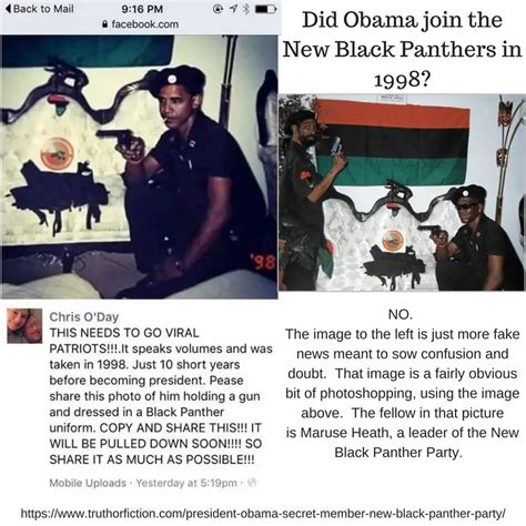 fake photo of obama in panther clothes|Not A Fake, But A Stretch .